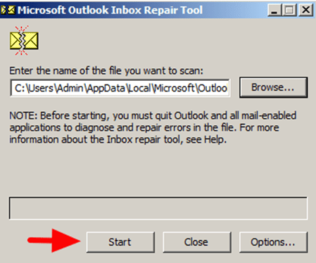 Inbox Repair Tool Scan Stopped