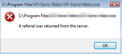A referral was returned from the server