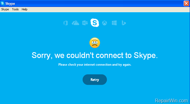 Sorry, Couldn't connect to Skype