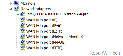 windows 7 vpn error device missing report