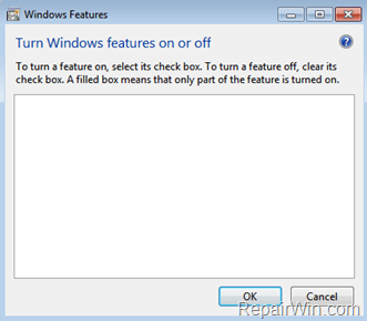 Windows Features List box is Empty