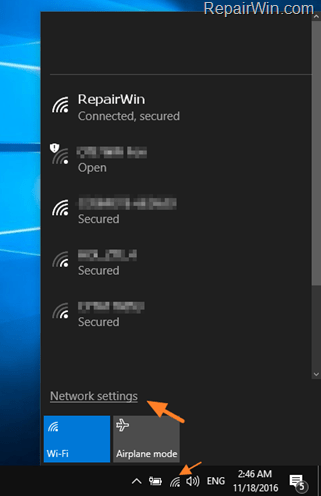 remove wireless network profile windows 10
