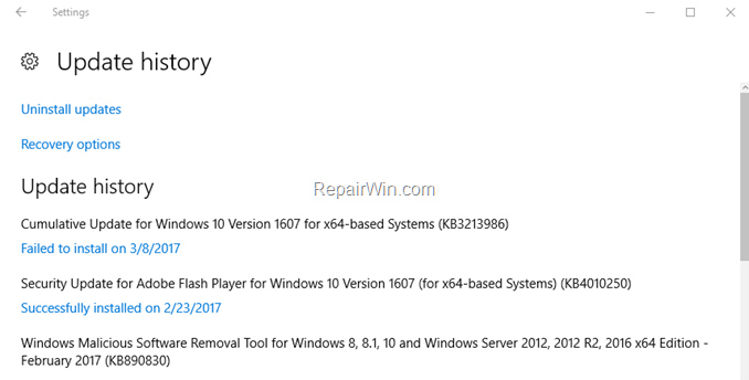 KB3213986 Failed to Install