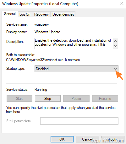 Disable Windows Update Service