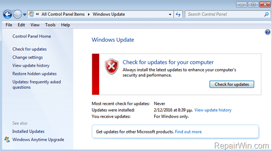 Disable Windows Updates