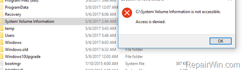 access denied system Volume Information