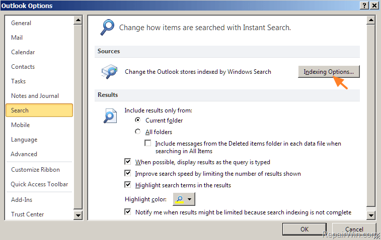 outlook for mac search not indexing