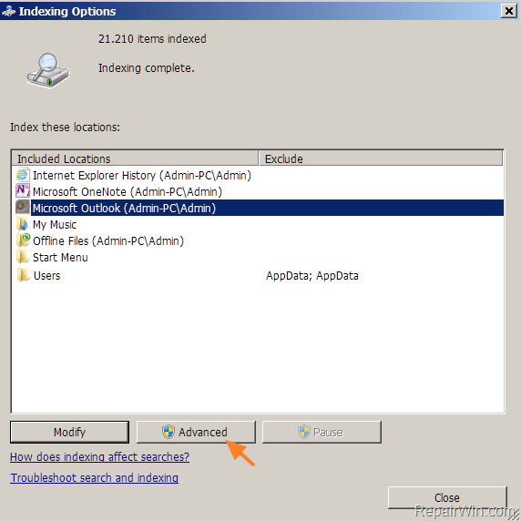 outlook contact search not working 2016