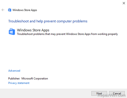 fix Windows Store Apps Cache Damaged