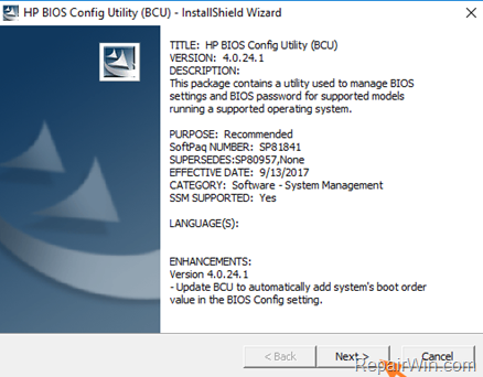 reset password with hp bios config utility
