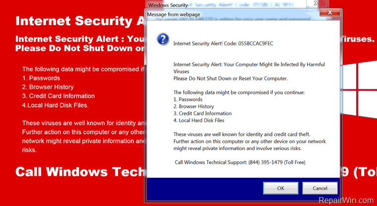Internet Security Alert Code 055BCCAC9FEC - SCAM Message