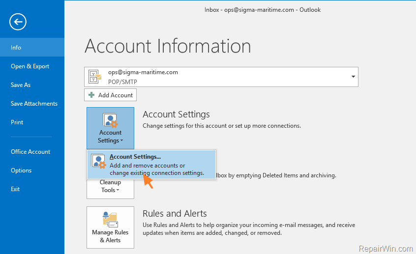 how to change email account password in outlook 365