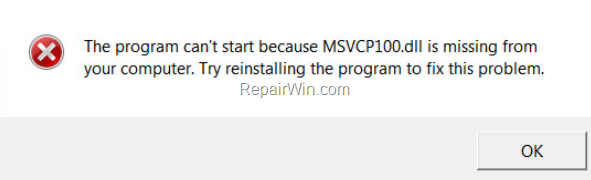 MSVCP100.dll is Missing - fix