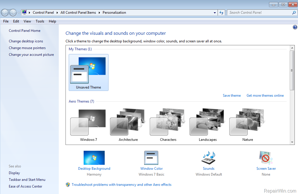 FIX: Cannot Change Theme - Aero Themes Greyed Out in Windows 7 (Solved) •  Repair Windows™