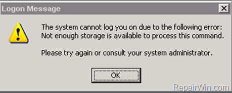 Not enough storage is available to process this command