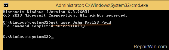 create new user command prompt windows 7