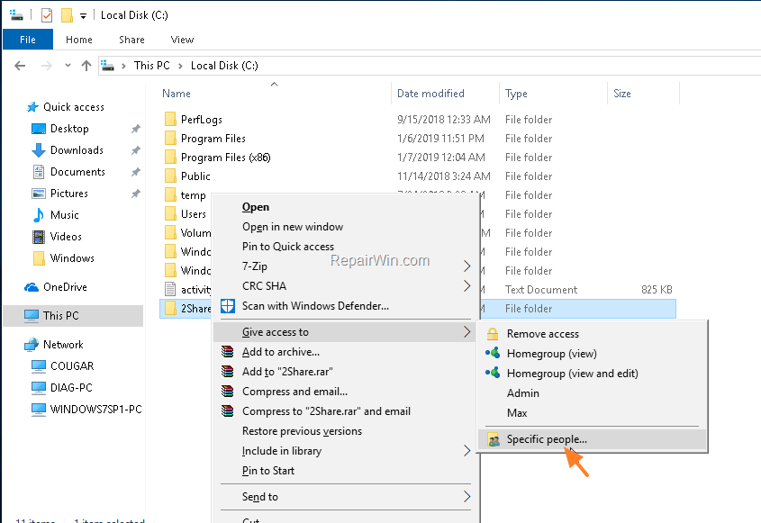 How Share and Folders in Windows 10, 8.1 or 7 • Repair Windows™