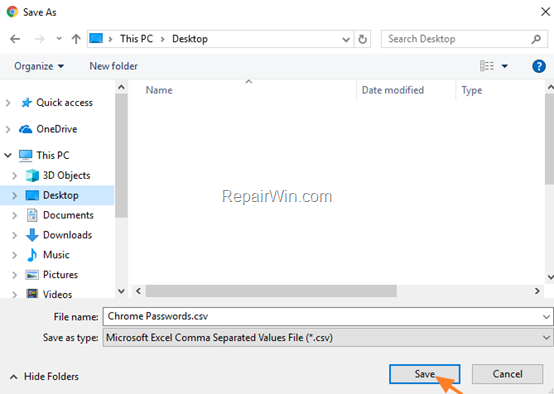 save chrome passwords