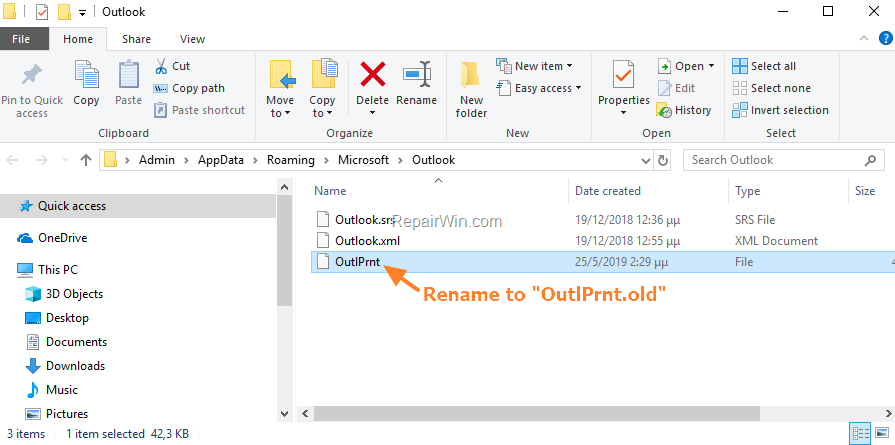 메시지 인터페이스에서 오류가 반환되었습니다. microsoft Outlook 2013