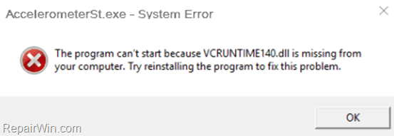 FIX Program can’t start because VCRUNTIME140.DLL is missing