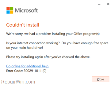 FIX: Couldn't Install Office 2016 Language Pack 30029-1011(0). 