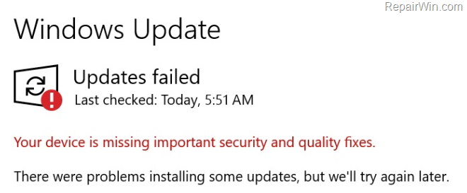Fix Windows 10 Update Updates Failed Troubleshooting Guide