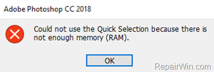 Could not Save As because there is not enough Memory 
