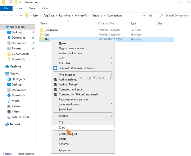 Backup VPN Settings - Username - Password