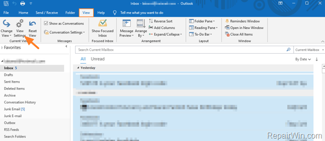 FIX Column Heading Row is Missing Outlook 2016