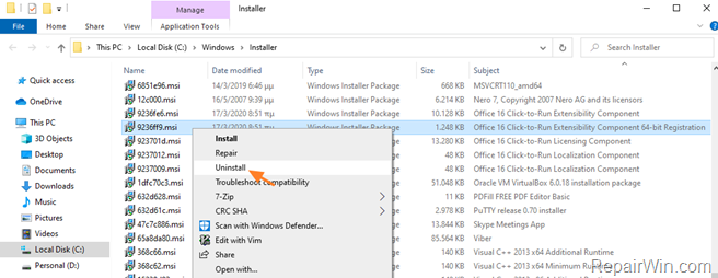 Remove office Click to Run installer