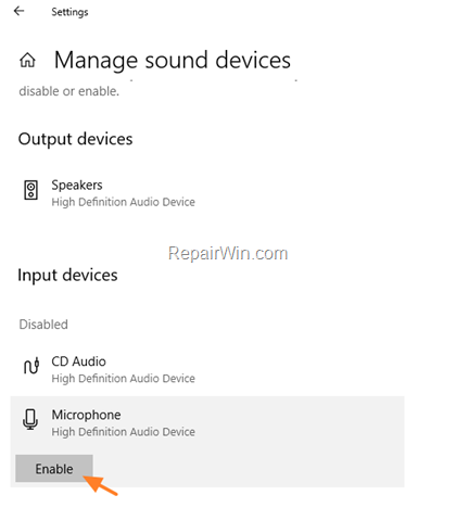 Enable Microphone Windows 10
