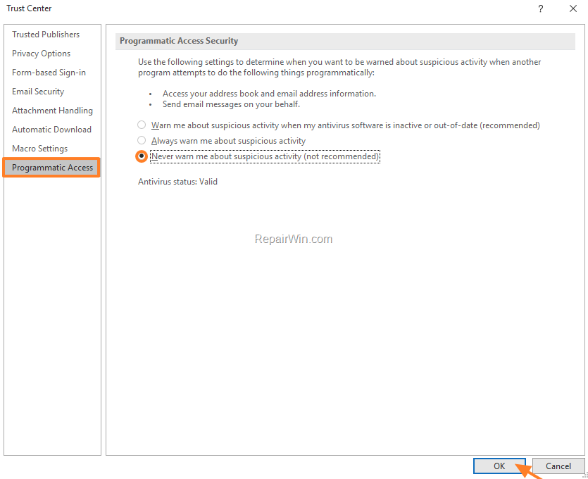 FIX A Program Is Trying To Send E mail On Your Behalf In Outlook FIX A Program Is Trying To Send E mail On Your Behalf In Outlook