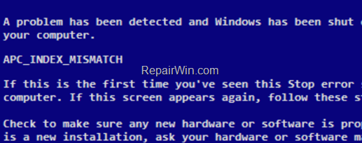 APC INDEX MISMATCH BSOD FIX