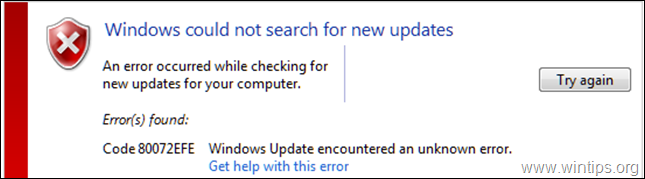 FIX: 80072EFE Error in Windows 7 Update 