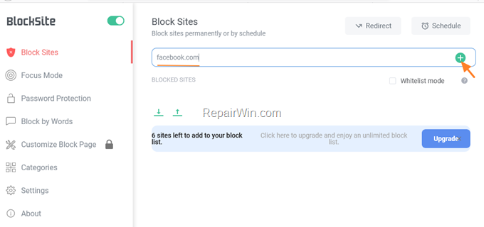 How to block site Firefox