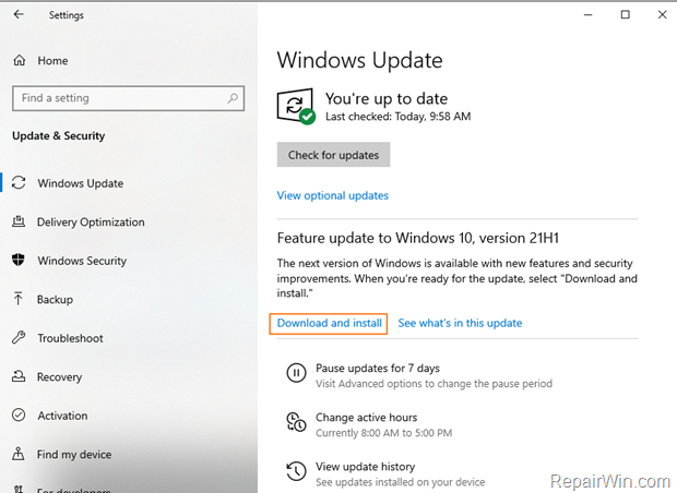 How to Install Windows 10 21H1 Update