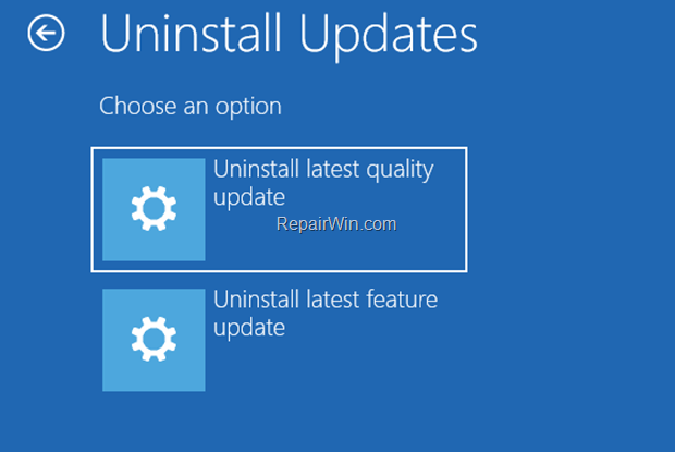 Uninstall Update - WinRE