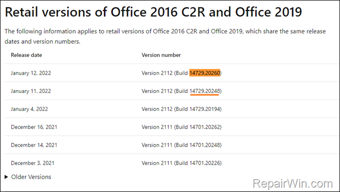 How to revert to previous version of Office 365, 2021, 2019, 2016