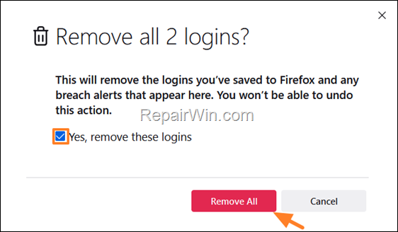 Firefox Delete All Passwords