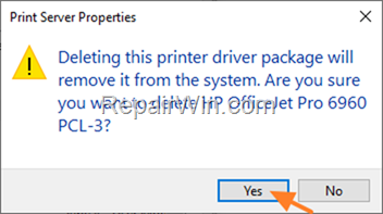 delete printer driver package