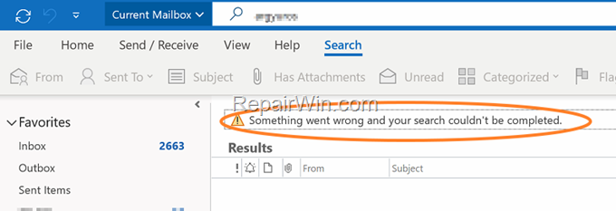 FIX Outlook Something went wrong and your search couldn't be completed.