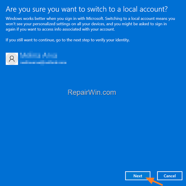 switch to local account windows 11