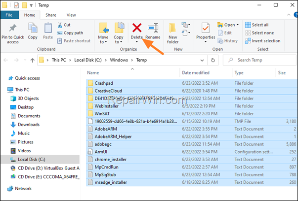 Delete Temp files in Windows 10/11.