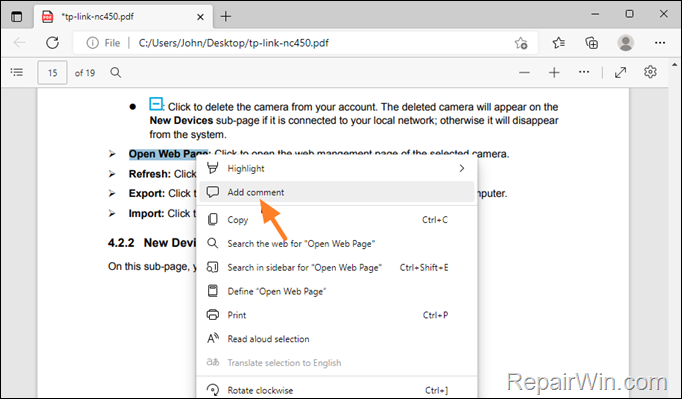 How to Add Comments on a PDF document with EDGE: