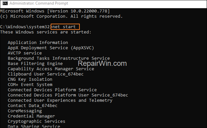 View-List Running Services from command prompt