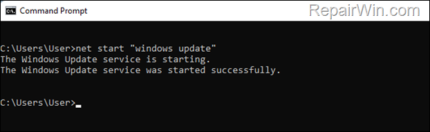 Start Service from COmmand Prompt