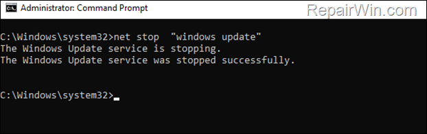 Stop service from command prompt
