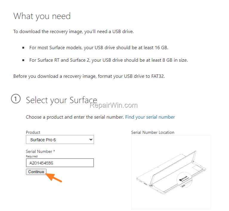 to Restore Surface tablet Recovery USB Drive. • Repair Windows™