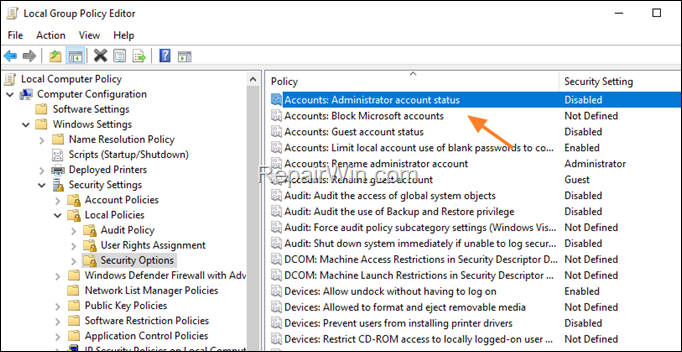Activate administrator group policy