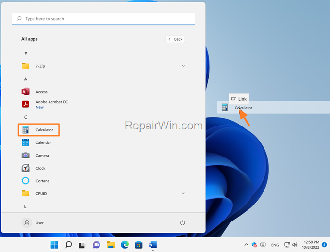 Create Shortcuts to Desktop Windows 11